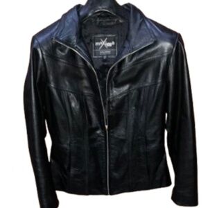 Wilsons Genuine Leather Maxima Black Moto Jacket Sz M
